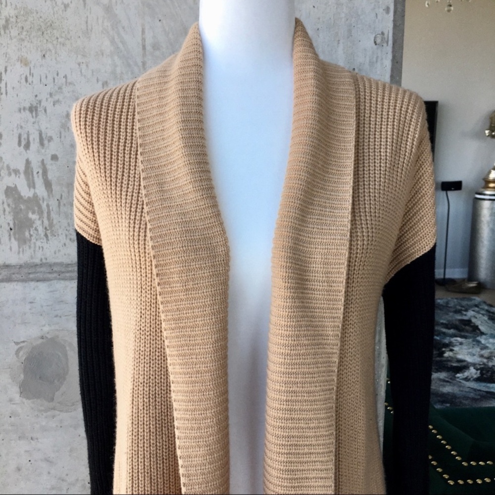 Talbots Color Block Lambswool Blend Open Cardigan… - image 2